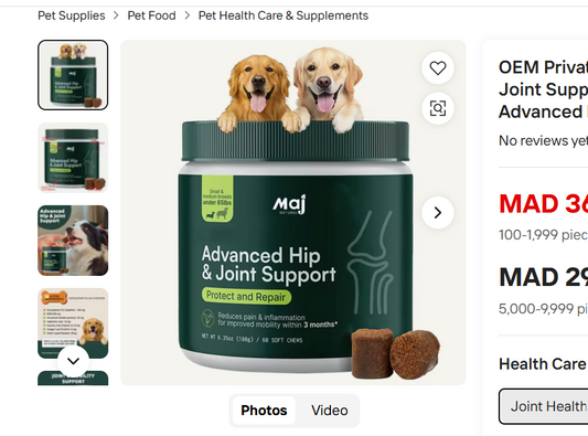 Dog Hip and Joint Supplements Soft Chews Chicken Flavor